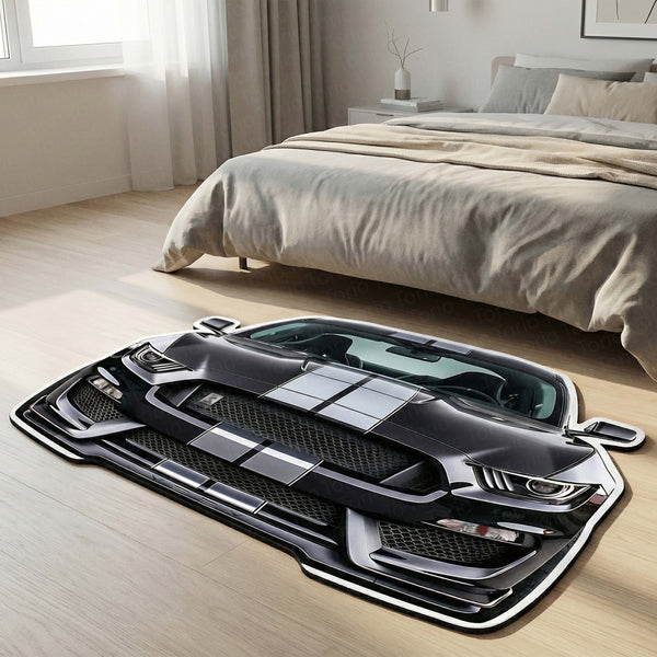 Ford Mustang Shelby Floor Mat | Anti-Slip 3mm Absorbent Muscle Car-Style Rug | Easy Clean Waterproof Designer Mat for Home, Garage & Man Cave