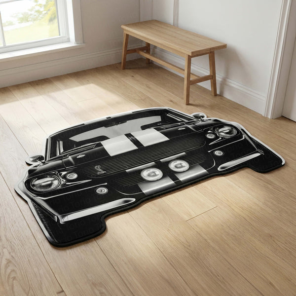 Ford Mustang Shelby Floor Mat | Anti-Slip 3mm Absorbent Muscle Car Style Rug | Easy Clean Waterproof Automotive Designer Mat for Home & Garage