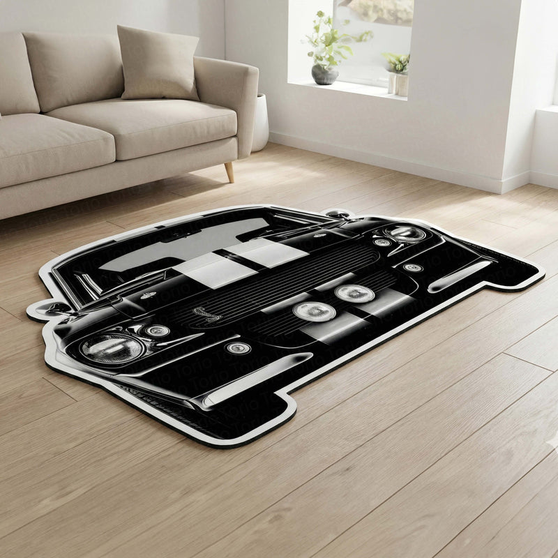 Ford Mustang Shelby Floor Mat | Anti-Slip 3mm Absorbent Muscle Car Style Rug | Easy Clean Waterproof Automotive Designer Mat for Home & Garage