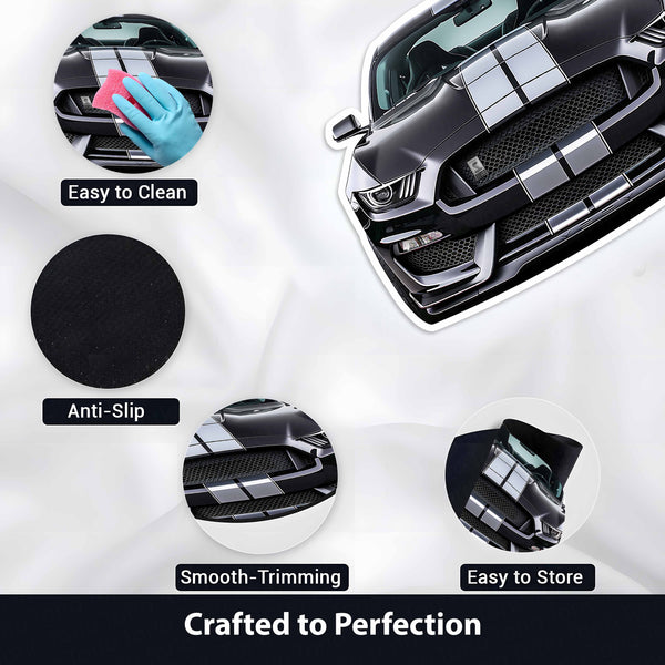 Ford Mustang Shelby Floor Mat | Anti-Slip 3mm Absorbent Muscle Car-Style Rug | Easy Clean Waterproof Designer Mat for Home, Garage & Man Cave