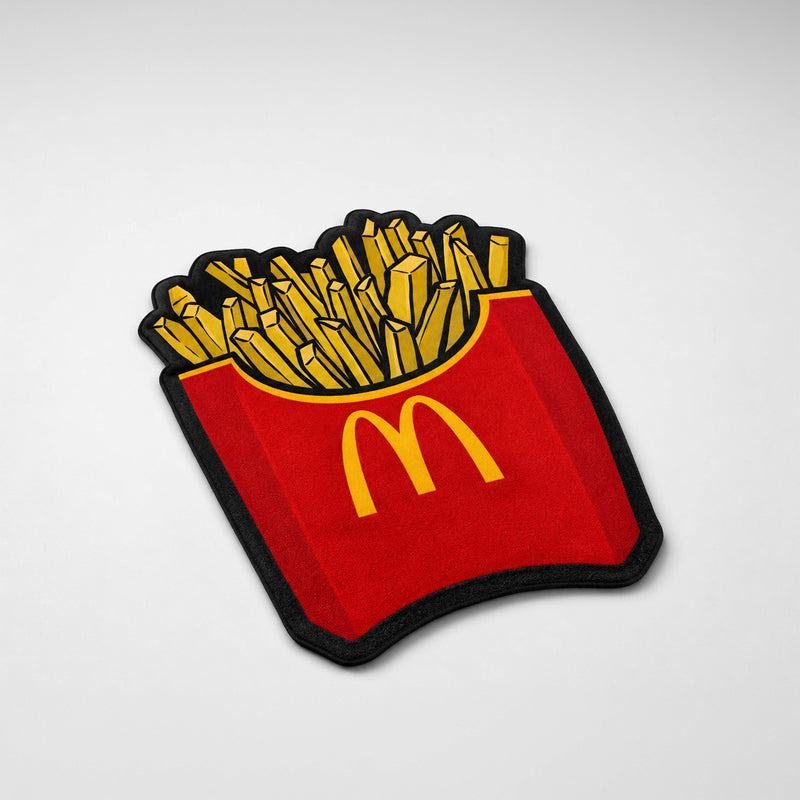 McDonald's French Fries Cut-out Flat Rug | Iconic Fast Food Inspired Floor Rug | Fun Snack-Themed Room Decor