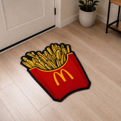 McDonald's French Fries Cut-out Flat Rug | Iconic Fast Food Inspired Floor Rug | Fun Snack-Themed Room Decor