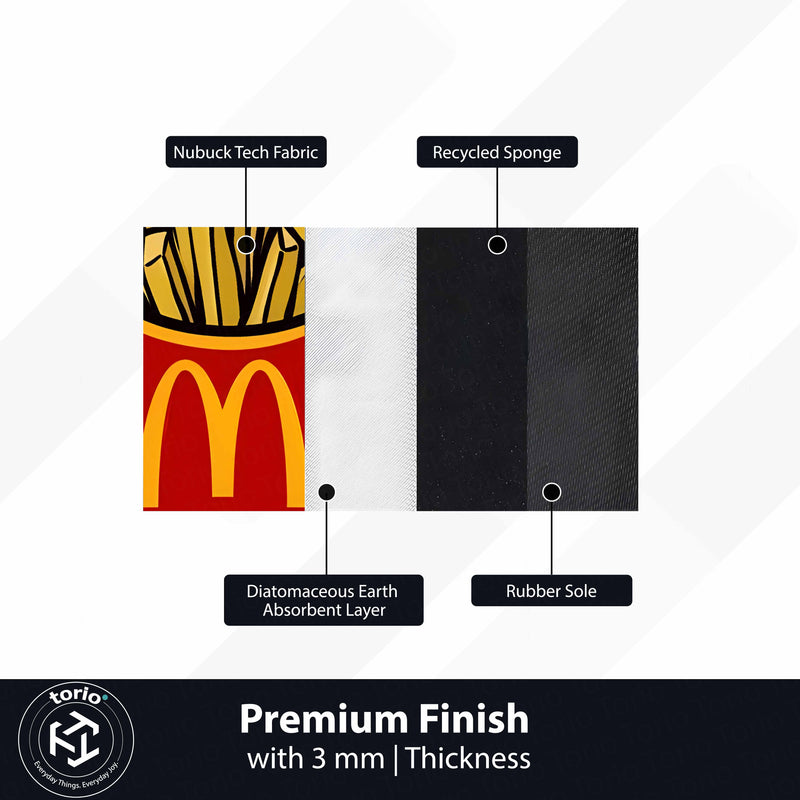 McDonald's French Fries Cut-out Flat Rug | Iconic Fast Food Inspired Floor Rug | Fun Snack-Themed Room Decor