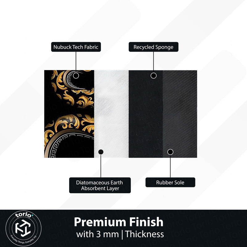 Golden Snake Luxury Area Rug | Aesthetic Black & Gold Serpent Floor Mat | Modern Designer Rug for Bedroom, Living Room & Gaming Room Decor | Anti Slip Washable 3 mm Carpet