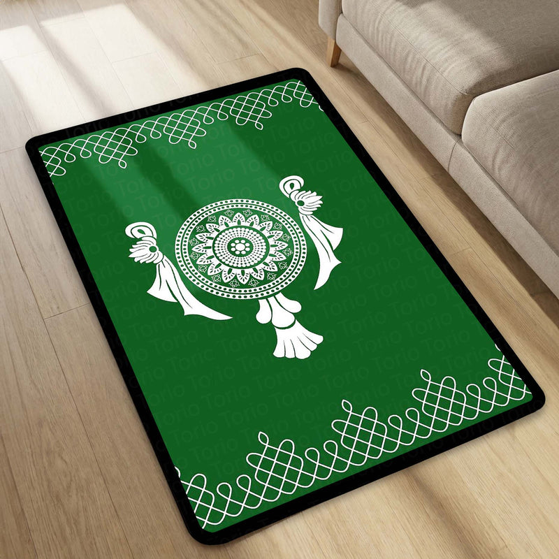 Emerald Geometric Mosaic Area Rug | Modern Green Abstract Floor Mat | Artistic Decorative Rug for Living Room, Gaming Setup & Office Decor