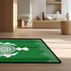Emerald Geometric Mosaic Area Rug | Modern Green Abstract Floor Mat | Artistic Decorative Rug for Living Room, Gaming Setup & Office Decor