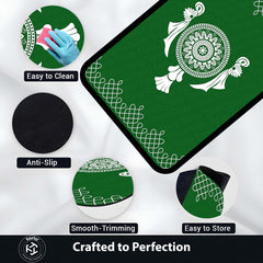 Emerald Geometric Mosaic Area Rug | Modern Green Abstract Floor Mat | Artistic Decorative Rug for Living Room, Gaming Setup & Office Decor