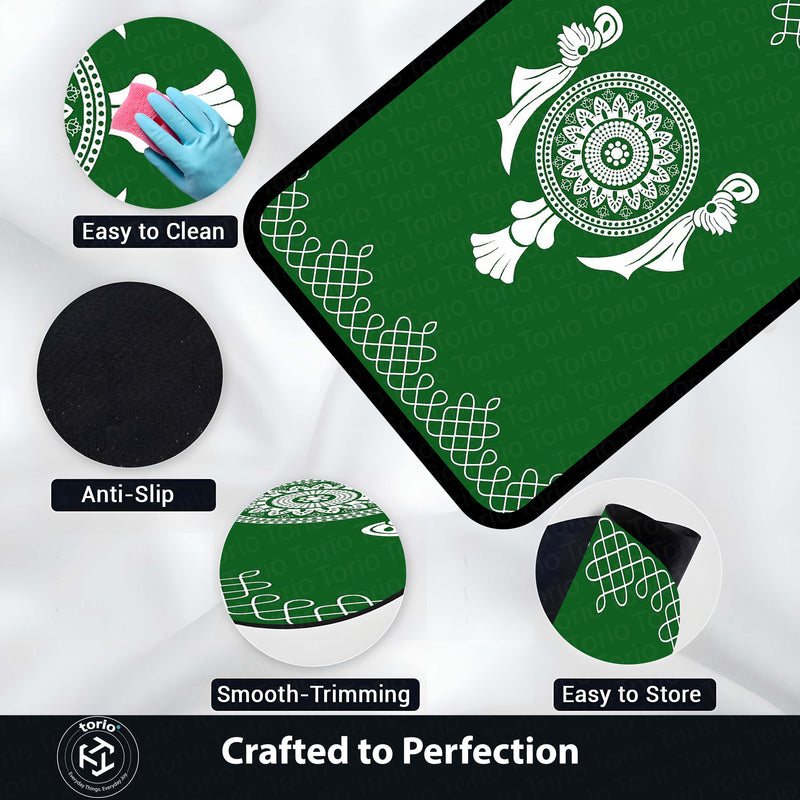 Emerald Geometric Mosaic Area Rug | Modern Green Abstract Floor Mat | Artistic Decorative Rug for Living Room, Gaming Setup & Office Decor