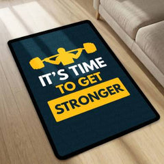 It’s Time to Get Stronger Rubber Floor Mat (3 mm Thick) | Gym Motivation Quote Rug for Workout Room, Home Gym, Bedroom & Fitness Decor