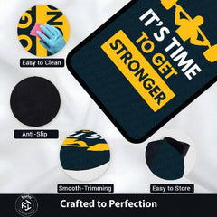 It’s Time to Get Stronger Rubber Floor Mat (3 mm Thick) | Gym Motivation Quote Rug for Workout Room, Home Gym, Bedroom & Fitness Decor