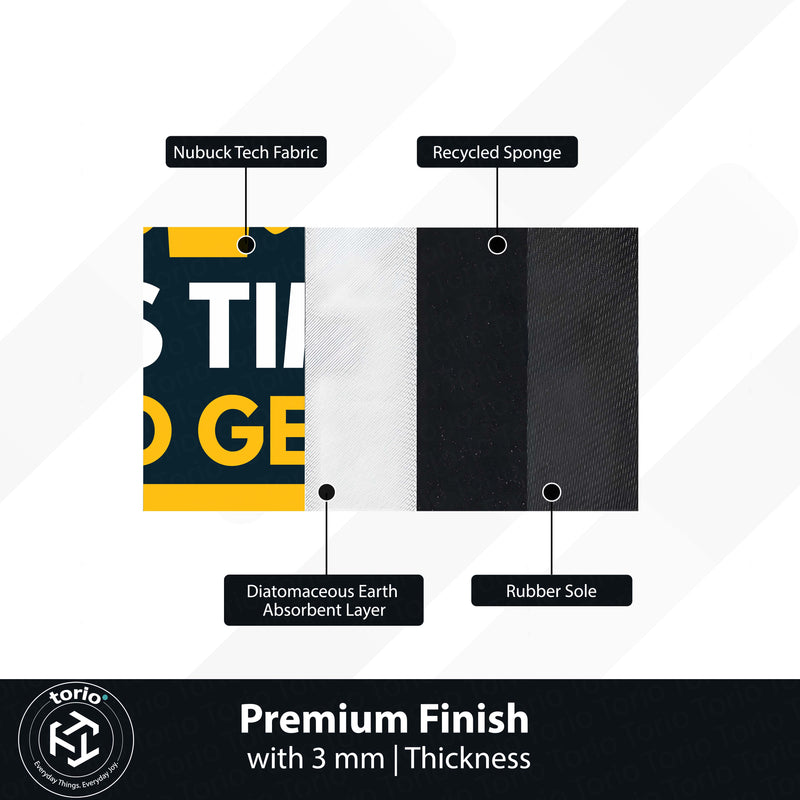 It’s Time to Get Stronger Rubber Floor Mat (3 mm Thick) | Gym Motivation Quote Rug for Workout Room, Home Gym, Bedroom & Fitness Decor