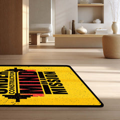 Body Under Construction Mind on a Mission Rubber Floor Mat (3 mm Thick) | Powerful Gym Motivation Quote Rug for Home Gym, Workout Room & Fitness Décor