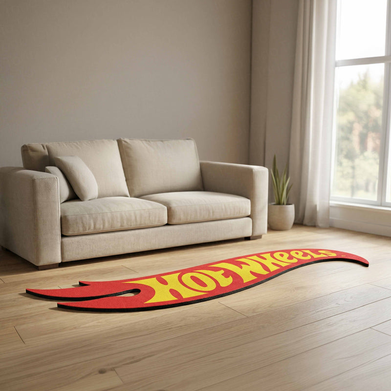Hot Wheels Logo Floor Mat (3 mm Thick) | Iconic Toy Car Style Design Mat for Kids Rooms, Gaming Areas & Car Lovers