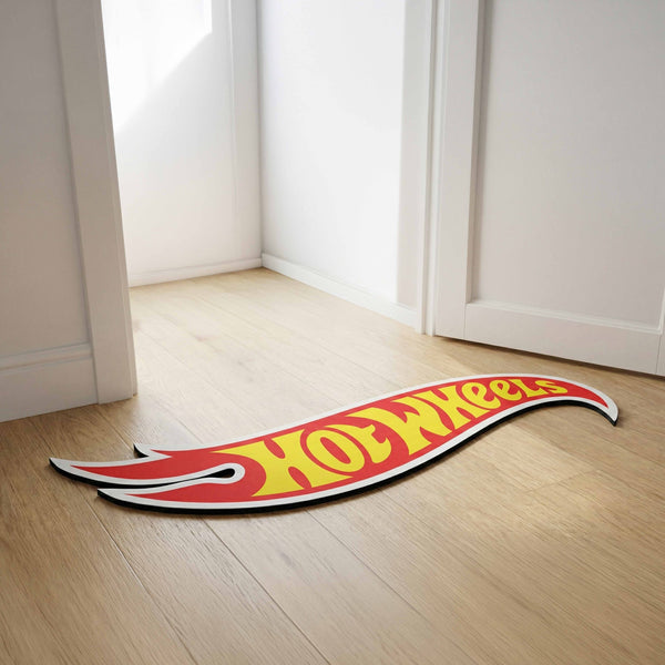 Hot Wheels Logo Floor Mat (3 mm Thick) | Iconic Toy Car Style Design Mat for Kids Rooms, Gaming Areas & Car Lovers