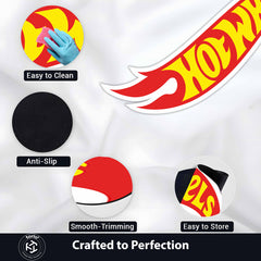 Hot Wheels Logo Floor Mat (3 mm Thick) | Iconic Toy Car Style Design Mat for Kids Rooms, Gaming Areas & Car Lovers