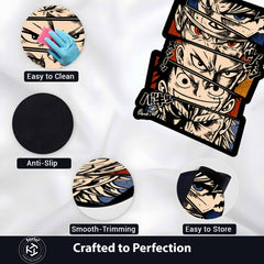 Anime Legends Panel Cut-out Flat Rug | One Piece, Dragon Ball, Naruto, Bleach & Hunter × Hunter Floor Rug | Premium Shonen Gaming Room Decor