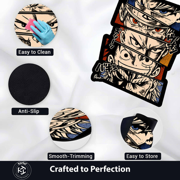 Anime Legends Panel Cut-out Flat Rug | One Piece, Dragon Ball, Naruto, Bleach & Hunter × Hunter Floor Rug | Premium Shonen Gaming Room Decor