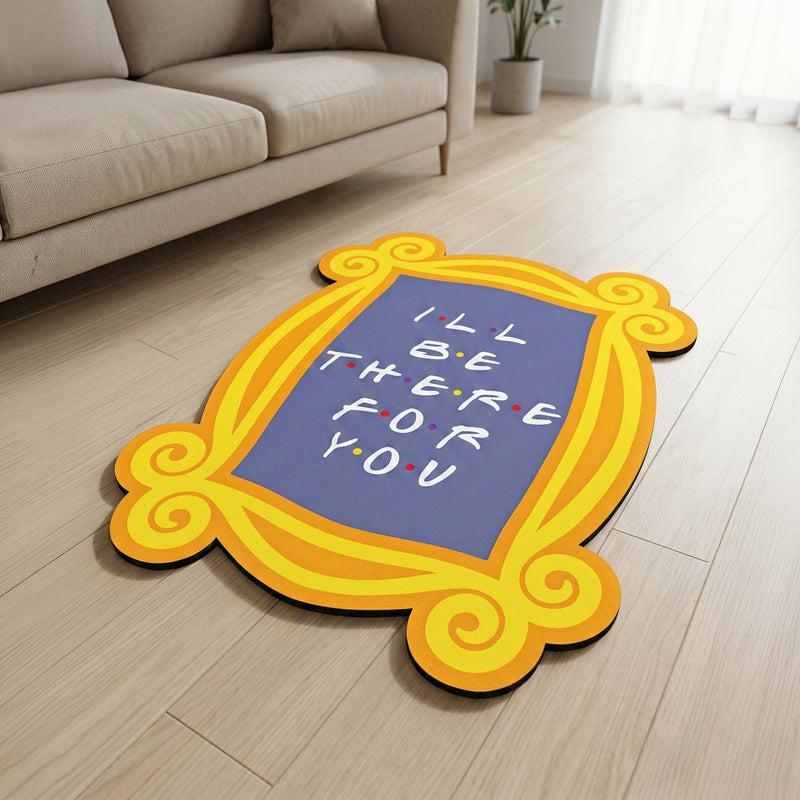 I’ll Be There For You Frame Floor Mat (3 mm Thick) | Sitcom-Inspired Yellow Frame Cut-Out Rug for Bedroom, Living Room & TV Room Decor