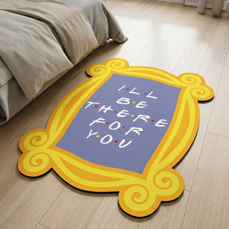 I’ll Be There For You Frame Floor Mat (3 mm Thick) | Sitcom-Inspired Yellow Frame Cut-Out Rug for Bedroom, Living Room & TV Room Decor