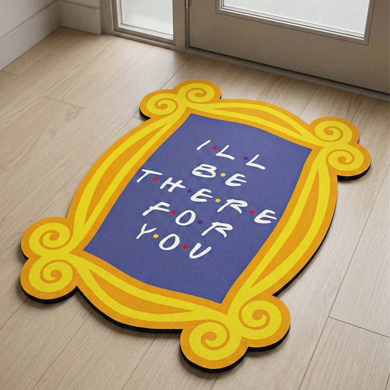 I’ll Be There For You Frame Floor Mat (3 mm Thick) | Sitcom-Inspired Yellow Frame Cut-Out Rug for Bedroom, Living Room & TV Room Decor