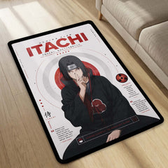 Naruto Itachi Uchiha Anime Character Flat Rug | Akatsuki Itachi Art Flat Rug | Premium Anime Gaming Room Floor Decor
