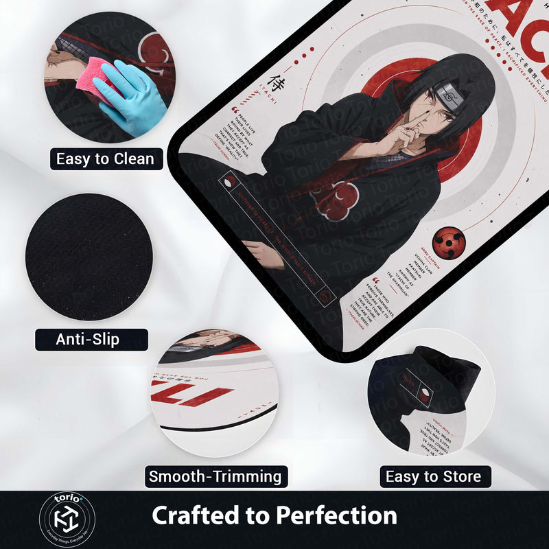 Naruto Itachi Uchiha Anime Character Flat Rug | Akatsuki Itachi Art Flat Rug | Premium Anime Gaming Room Floor Decor