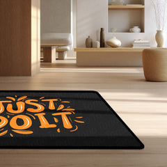 Just Do It Motivation Floor Mat (3 mm Thick) | Minimal Black & Orange Inspirational Rug for Home, Gym & Studio