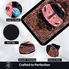 Lamborghini Aventador Front View Floor Mat | Persian Floral Supercar Luxury Rug | Anti-Slip 3mm Absorbent Exotic Car Design Mat for Home, Office & Studio