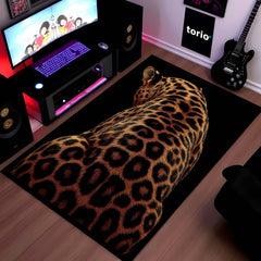 Leopard Print Area Rug | Wild Animal Skin Pattern Floor Mat | Luxury Aesthetic Rug for Bedroom, Living Room & Modern Home Decor