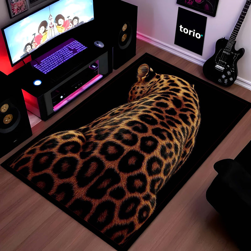 Leopard Print Area Rug | Wild Animal Skin Pattern Floor Mat | Luxury Aesthetic Rug for Bedroom, Living Room & Modern Home Decor