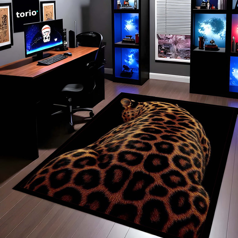 Leopard Print Area Rug | Wild Animal Skin Pattern Floor Mat | Luxury Aesthetic Rug for Bedroom, Living Room & Modern Home Decor