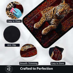 Leopard Luxury Area Rug | Wild Animal Floor Mat on Persian Carpet Design | Premium Aesthetic Rug for Bedroom, Living Room & Modern Home Decor