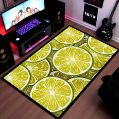 Refreshing Lime Slices Area Rug | Vibrant Citrus Fruit Floor Mat | Modern Kitchen, Dining & Cafe Decorative Rug
