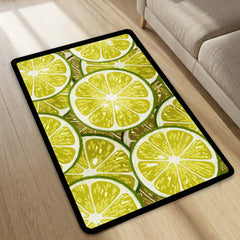 Refreshing Lime Slices Area Rug | Vibrant Citrus Fruit Floor Mat | Modern Kitchen, Dining & Cafe Decorative Rug