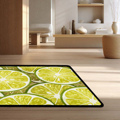 Refreshing Lime Slices Area Rug | Vibrant Citrus Fruit Floor Mat | Modern Kitchen, Dining & Cafe Decorative Rug