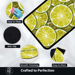 Refreshing Lime Slices Area Rug | Vibrant Citrus Fruit Floor Mat | Modern Kitchen, Dining & Cafe Decorative Rug