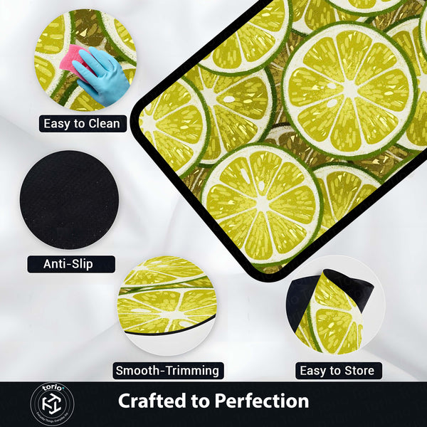 Refreshing Lime Slices Area Rug | Vibrant Citrus Fruit Floor Mat | Modern Kitchen, Dining & Cafe Decorative Rug