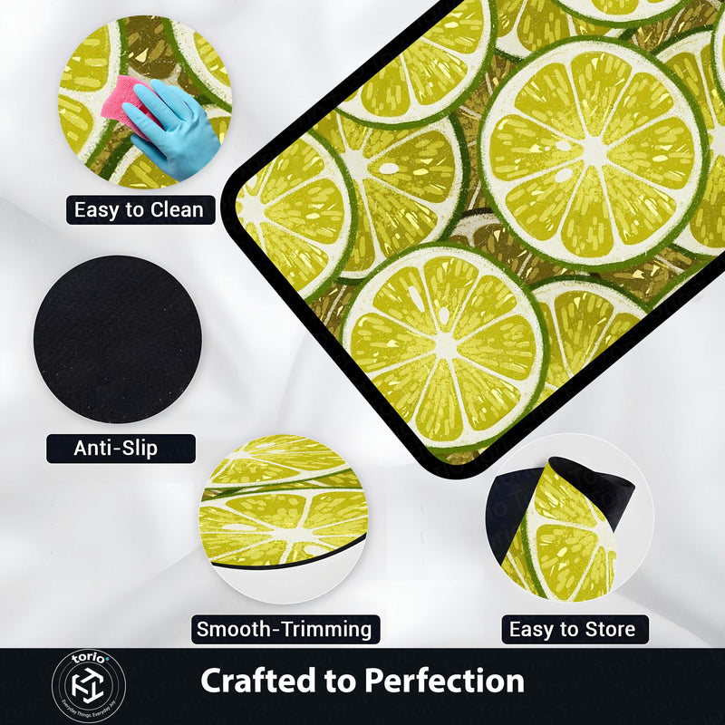 Refreshing Lime Slices Area Rug | Vibrant Citrus Fruit Floor Mat | Modern Kitchen, Dining & Cafe Decorative Rug