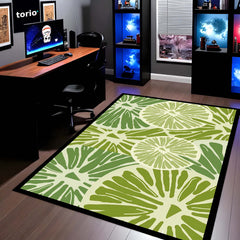 Zesty Lime Slices Area Rug | Fresh Citrus Fruit Floor Mat | Modern Kitchen, Dining & Vibrant Home Decor Rug