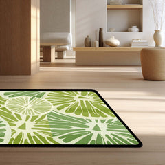 Zesty Lime Slices Area Rug | Fresh Citrus Fruit Floor Mat | Modern Kitchen, Dining & Vibrant Home Decor Rug