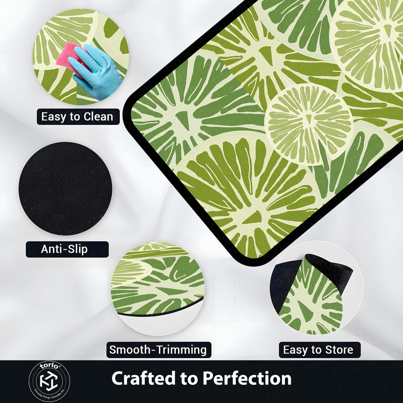 Zesty Lime Slices Area Rug | Fresh Citrus Fruit Floor Mat | Modern Kitchen, Dining & Vibrant Home Decor Rug