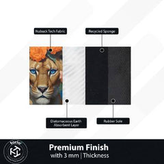 Floral Lion Art Floor Mat (3 mm Thick) | Artistic Lioness Round Rug for Living Room, Bedroom, Studio & Aesthetic Home Decor