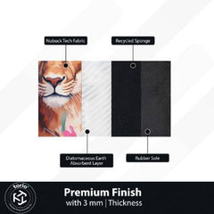 Floral Lion Art Floor Mat (3 mm Thick) | Artistic Lioness Round Rug for Living Room, Bedroom, Studio & Aesthetic Home Decor 01