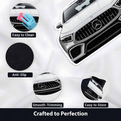 Mercedes-Benz Inspired Floor Mat | Anti-Slip 3mm Absorbent Luxury Car Design Rug | Easy Clean Waterproof Floor Mat for Home, Office & Garage