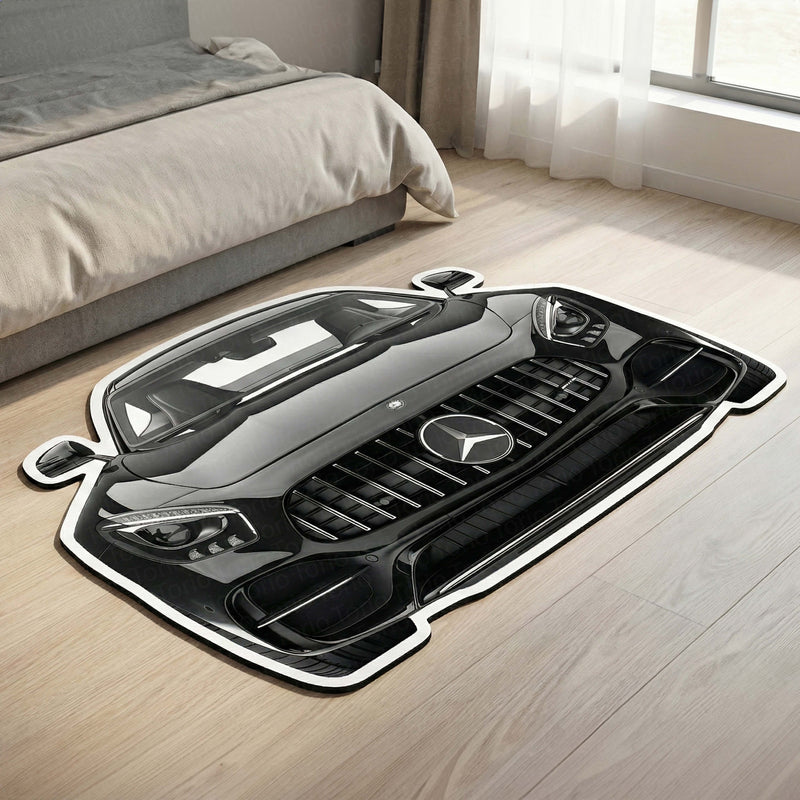 Mercedes-Benz Inspired Floor Mat | Anti-Slip 3mm Absorbent Luxury Car Design Rug | Easy Clean Waterproof Floor Mat for Home, Office & Garage