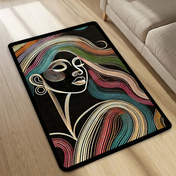 Modern Abstract Line Art Area Rug | Minimalist Geometric Floor Mat | Sophisticated Decorative Rug for Living Room, Office & Contemporary Home Decor
