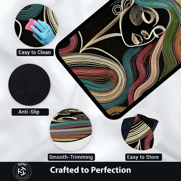 Modern Abstract Line Art Area Rug | Minimalist Geometric Floor Mat | Sophisticated Decorative Rug for Living Room, Office & Contemporary Home Decor