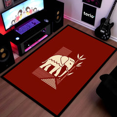 Modern Elephant Illustration Area Rug | Abstract Wildlife Floor Mat | Artistic Decorative Rug for Living Room, Kids Room & Nursery Decor
