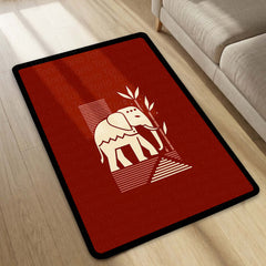 Modern Elephant Illustration Area Rug | Abstract Wildlife Floor Mat | Artistic Decorative Rug for Living Room, Kids Room & Nursery Decor