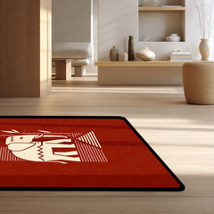 Modern Elephant Illustration Area Rug | Abstract Wildlife Floor Mat | Artistic Decorative Rug for Living Room, Kids Room & Nursery Decor